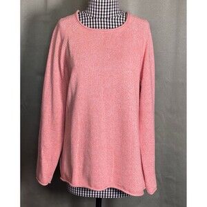 Eddie Bauer Sweater Womens XL Orange Pullover Chunky Knit Fishermans Roll Neck